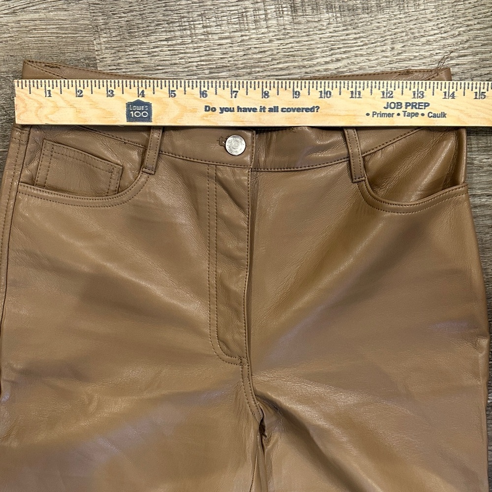 Aritzia Wilfred The Melina Straight Leg Faux Leather Brown Pants - Picture 3 of 11